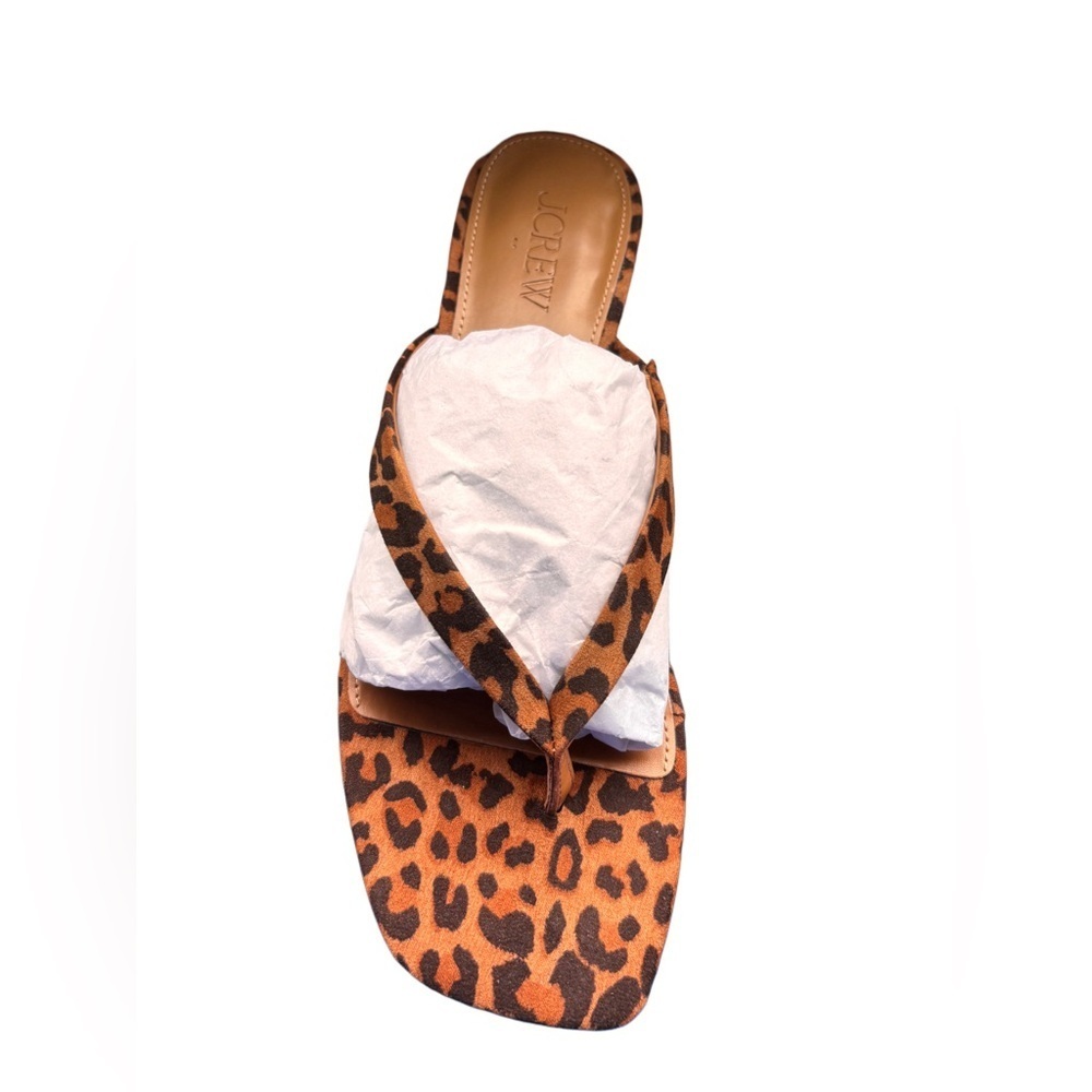 J Crew factory Microsuede kitten-heel sandals Leopard Suede - Picture 4 of 6